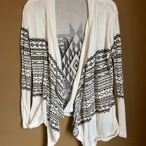Chic Geometric Black and White Women's Cardigan